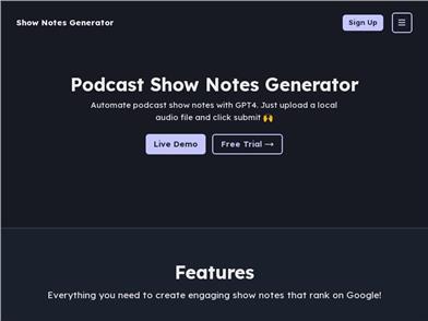 Podcast Shownotes Generator