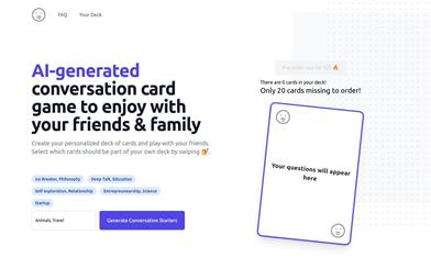 FAQYour Deck: The AI-Powered Conversation Card Game