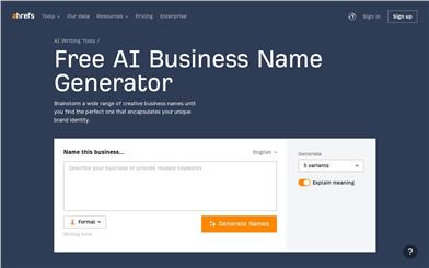 ビジネス名ジェネレーター | Ahrefs