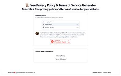 Free AI Privacy Policy & ToS Generator