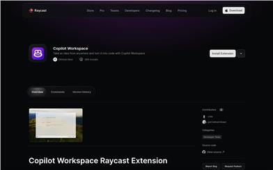 Copilot ワークスペース Raycast エクステンション