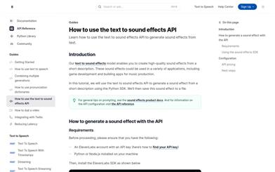 ElevenLabs Text-to-Sound API