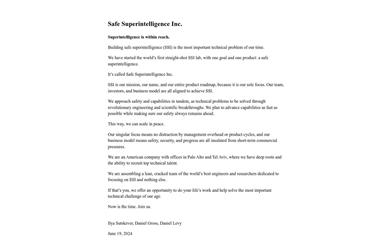 Safe Superintelligence Inc.