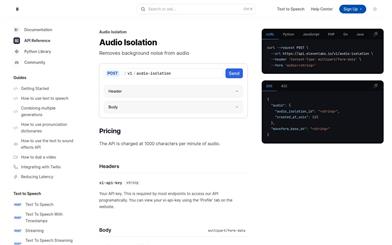 ElevenLabs Audio Isolation API