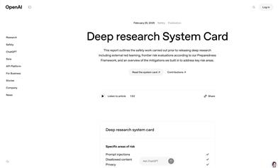 Deep Research システムカード
